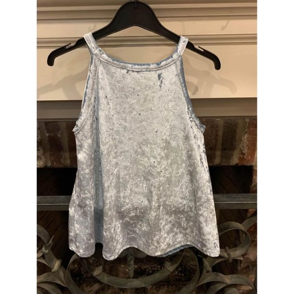 Aqua Girl girls tank top, blue crushed velvet medium cherrygirl coastal (bin V) - Picture 2 of 3